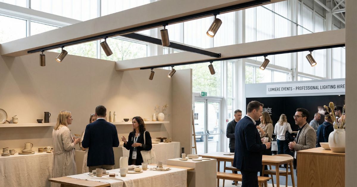 Sistema de track lights instalado en feria comercial